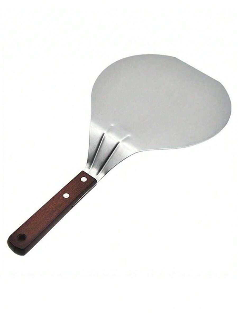 1pc Stainless Steel Pizza Peel With Wooden Handle - Large Durable Cake Lifter Spatula, Suitable For Baking And Kitchen Use