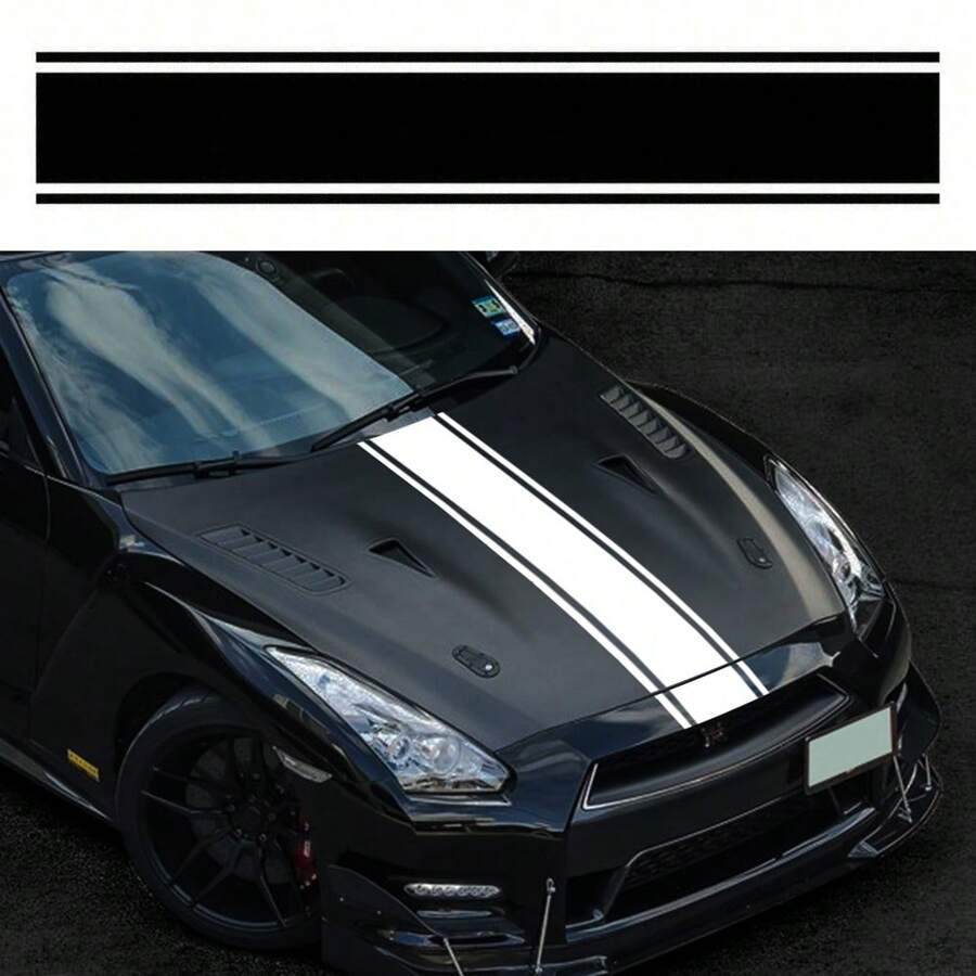 120 x 20 cm Autohaube Abdeckung Streifen Aufkleber universal für Mode Grafiken Auto Tuning Zubehör Vinyl Folie Dekoration Aufkleber