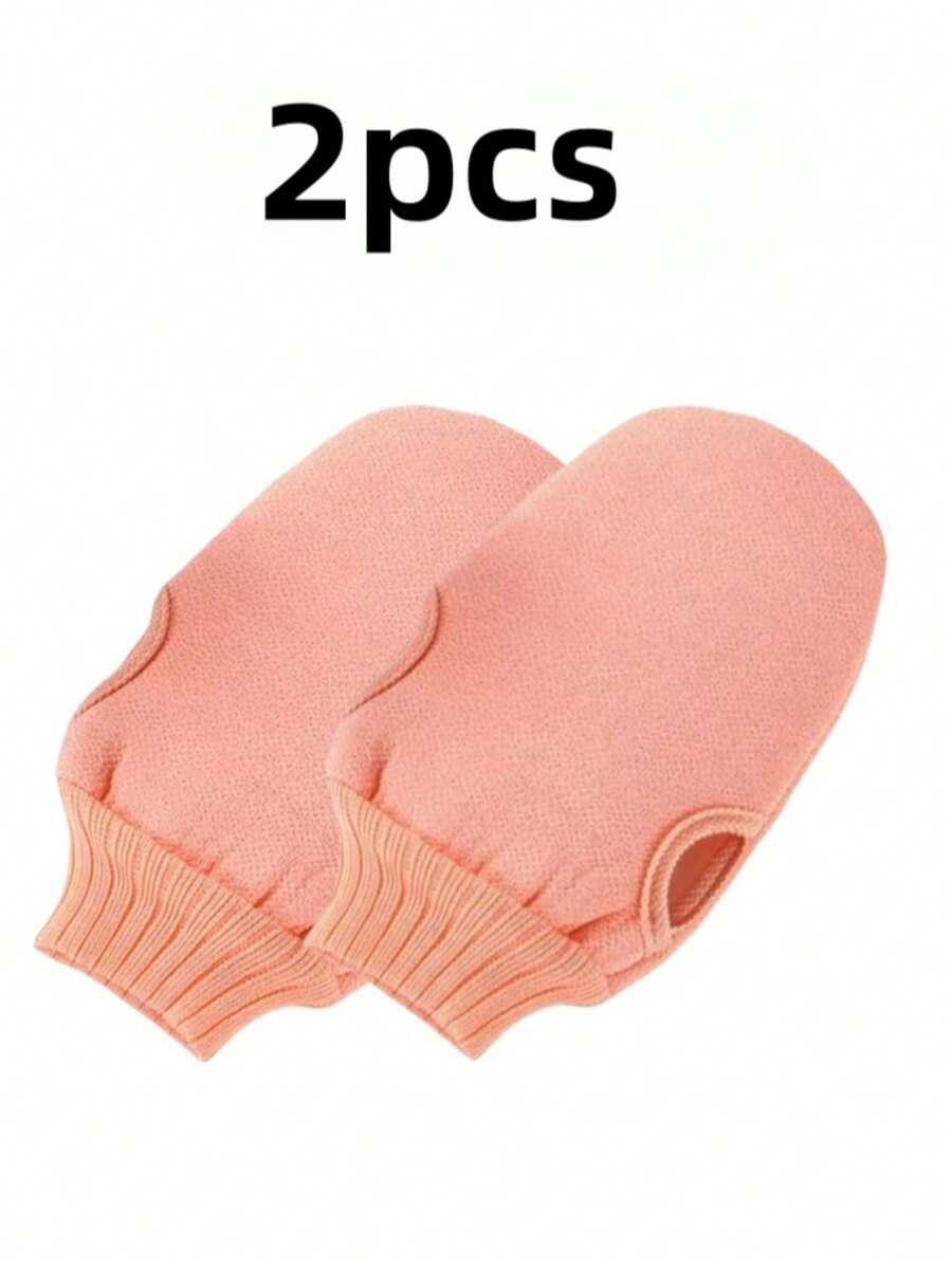 2 Pieces Of Exfoliating Body Scrub Gloves, Dead Skin Removal Gloves, Double-Sided Body Cleansing Tools For SPA Foam Massage, Exfoliating Towel, Reusable Gloves, Suitable For Spa, Massage And Body Scrub, Body Scrub, Remove Dead Skin And Facial Massager, Green, Pink And Blue, Bag, Organizer, Storage.