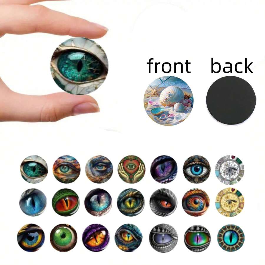 21 piezas/paquete de ojos de vidrio de 25mm para muñecas BJD, accesorios a granel de componentes de hebilla fija de gema convexa de pupila delgada para manualidades DIY