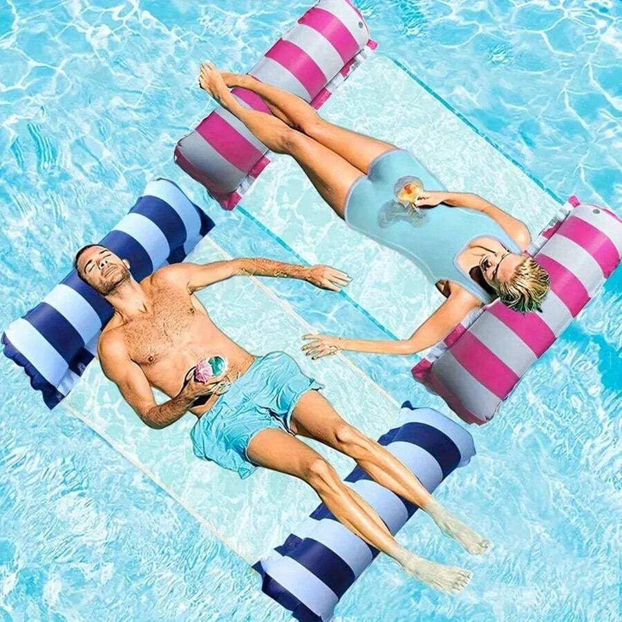 1 Stück faltbarer aufblasbarer Wasser-Hängemattensessel, geeignet für Erwachsene Pool, Strand und Wasseraktivitäten. Multifunktionaler PVC Pool Schwimmliege, Sessel und Schwimmhilfe, ideal zum Reisen und für den Privatpool