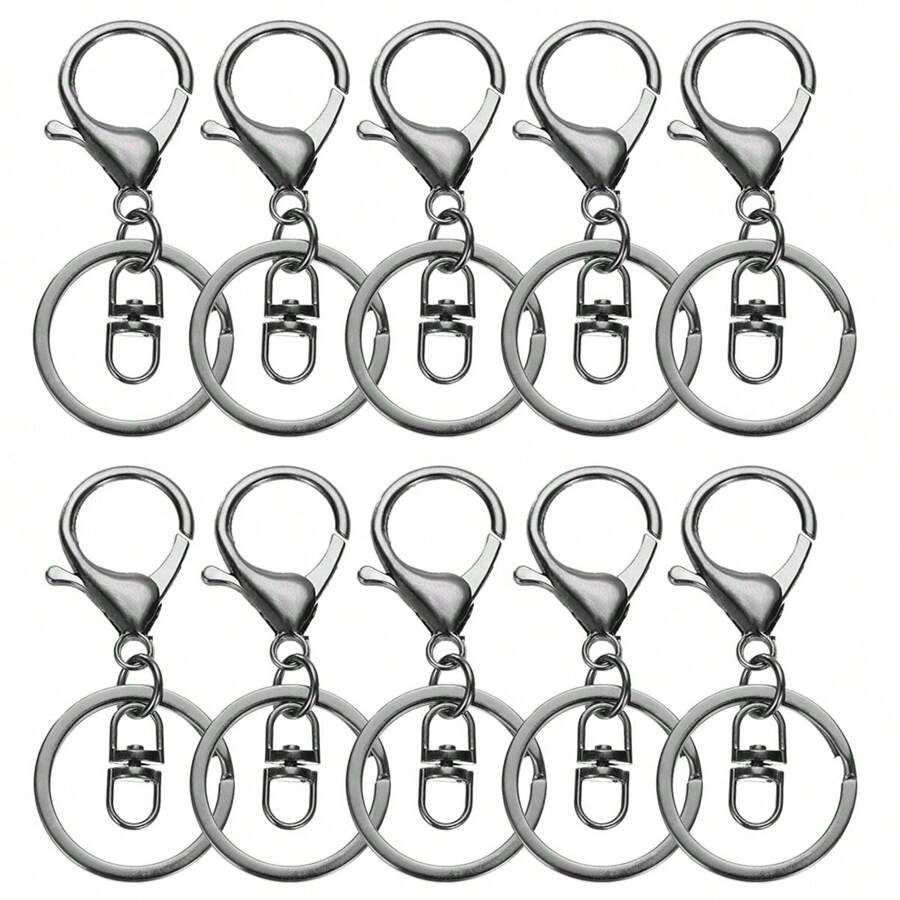 Kit de chaveiros com garra de lagosta - 10/20 peças - Liga de zinco durável, suprimentos para artesanato faça você mesmo com clipes de gatilho giratórios e anéis abertos, ótimo para fazer joias e chaveiros