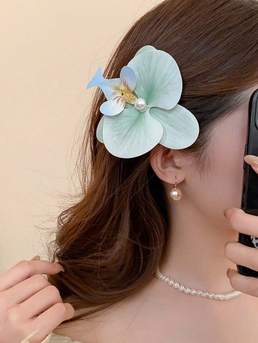 1 Stück Haarclip für Frauen mit Phalaenopsis-Motiv, ideal für Fotoshooting, Haarclips für Strandurlaub, Haarschmuck und Kopfschmuck-Haarklammern, Haarspangen