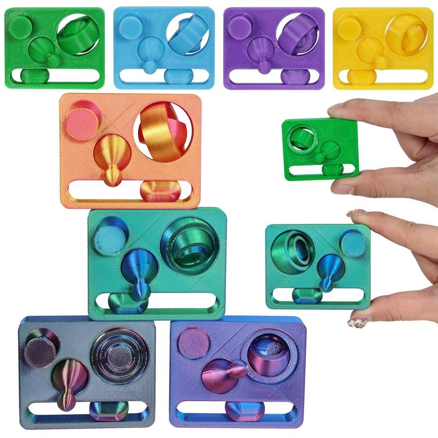 1 pieza Juguete antiestrés de estilo deslizante con impresión 3D, juguete de descompresión con empuje infinito, juguete girador de manos, cubo de rompecabezas, almohadilla multifuncional antiestrés