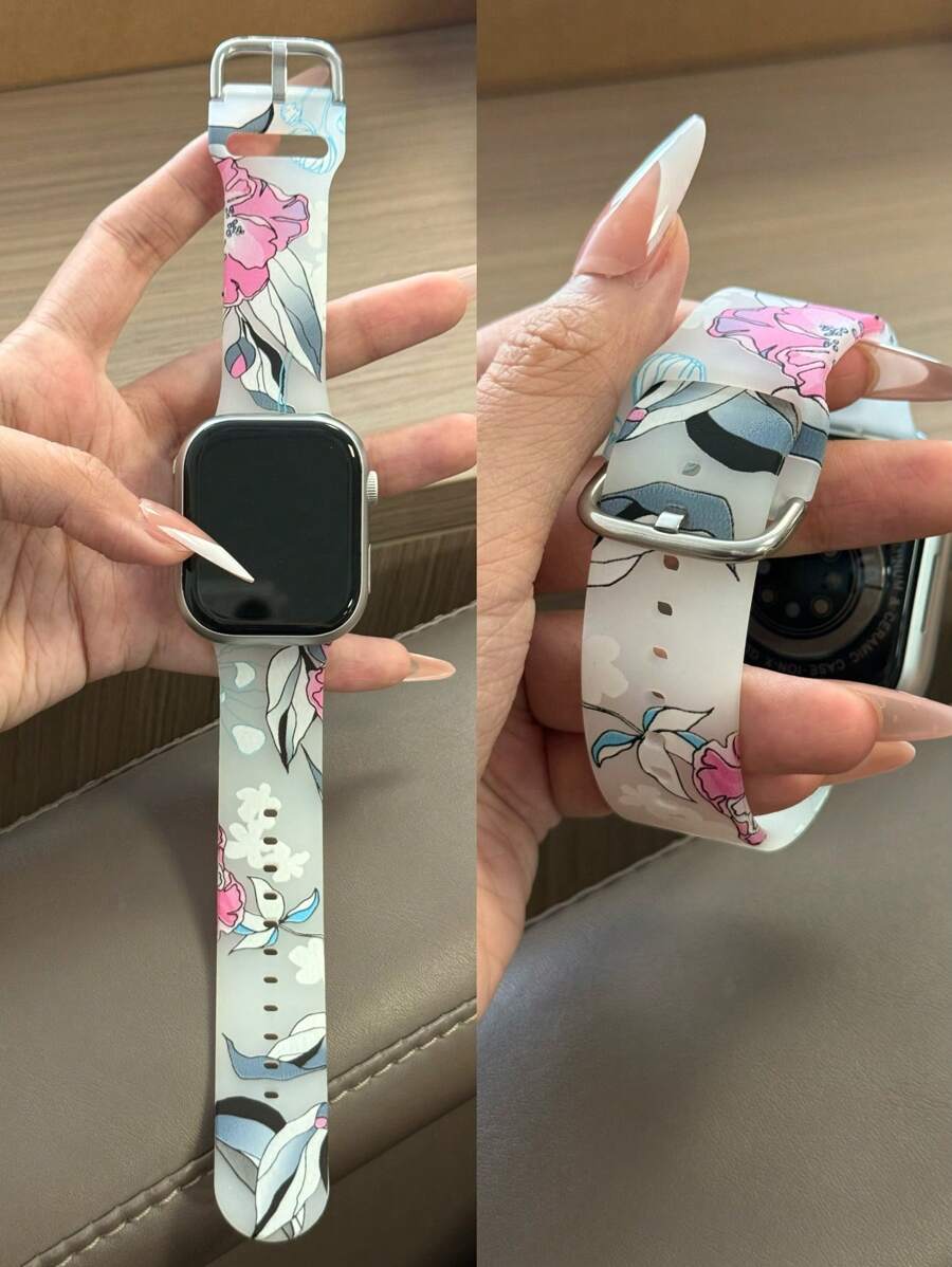Pulseiras esportivas de silicone com estampa floral quebrada compatíveis com de 38 mm, 40 mm, 41 mm, 42 mm, 44 mm, 45 mm e 49 mm, pulseira de substituição macia e à prova d'água para Ultra Series 9, 8 SE, 7, 6, 5, 4, 3, 2, 1, mulheres e homens, como presente para estudantes que retornam às aulas