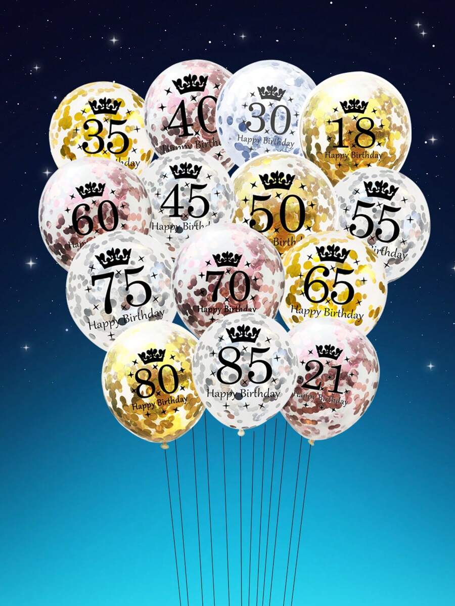 5pcs 12inch Gold Silver Rose Gold Number Crown Confetti Birthday Latex Balloons Number 16 18 21 30 35 45 50 55 60 65 70 75 80 Balloons Happy Birthday Crown Confetti Latex Balloon Anniversary Birthday Party Decorations