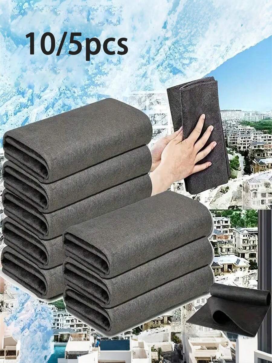 10/5pcs Magic Microfiber Cleaning Cloths - Streak-Free, Lint-Free For Glass & Mirrors, Ideal For Home Use, Kitchen, Bathroom, Car & Outdoor