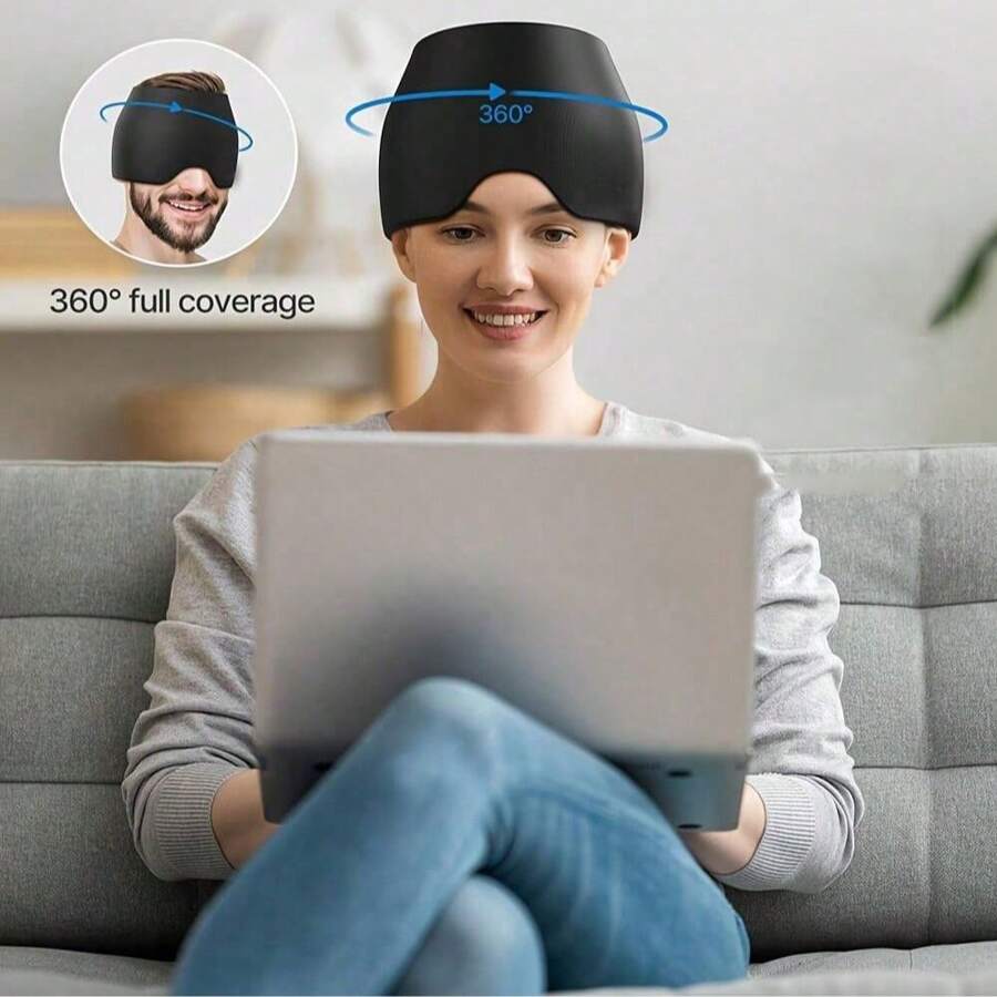 1 pieza Gorra de enfriamiento, Diadema/Capucha de gel reutilizable para alivio, Diseño de doble capa para relajación de ojos y cabeza