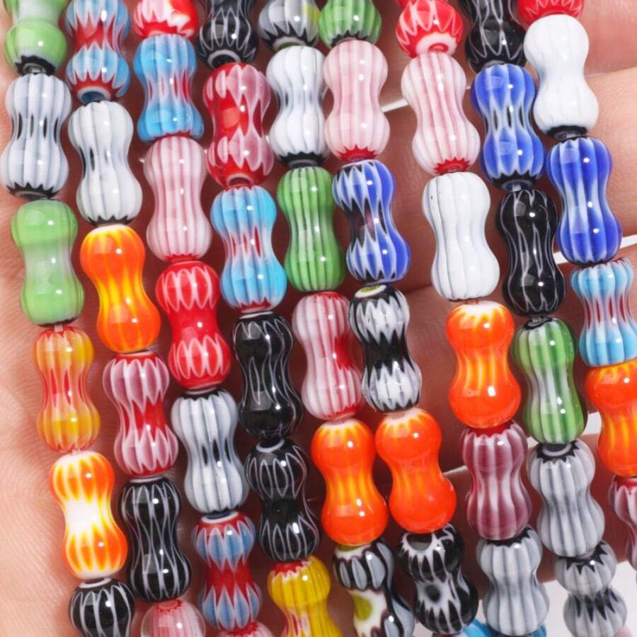 6x11mm 30pcs/Strand Multi-Color Peanut Shaped Glass Beads, Smooth Glazed Beads, Suitable For Making Bracelets, Necklaces, DIY Jewelry Crafts Decoration