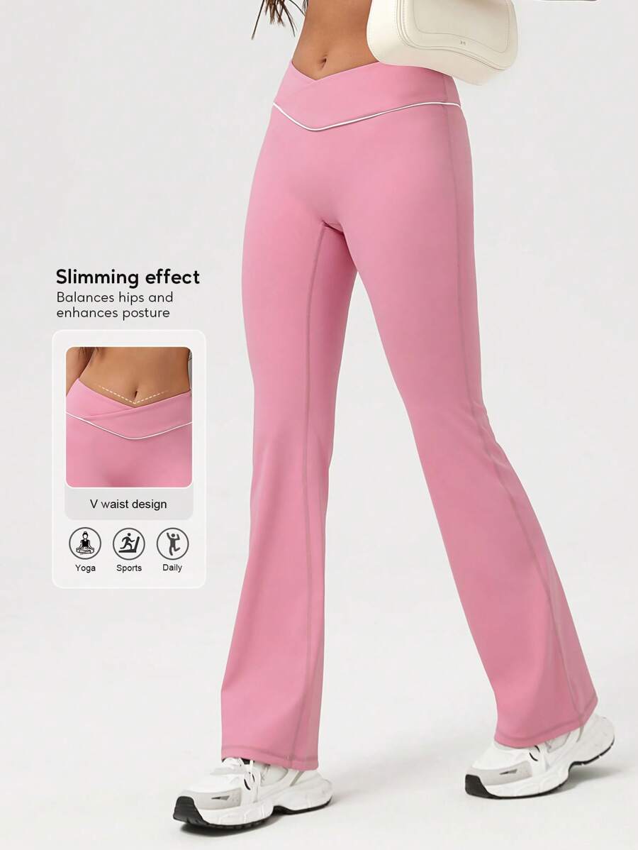 Sodalemon Pantaloni casual da donna, a campana, per yoga e corsa, con blocchi di colore, che slanciano il fondoschiena