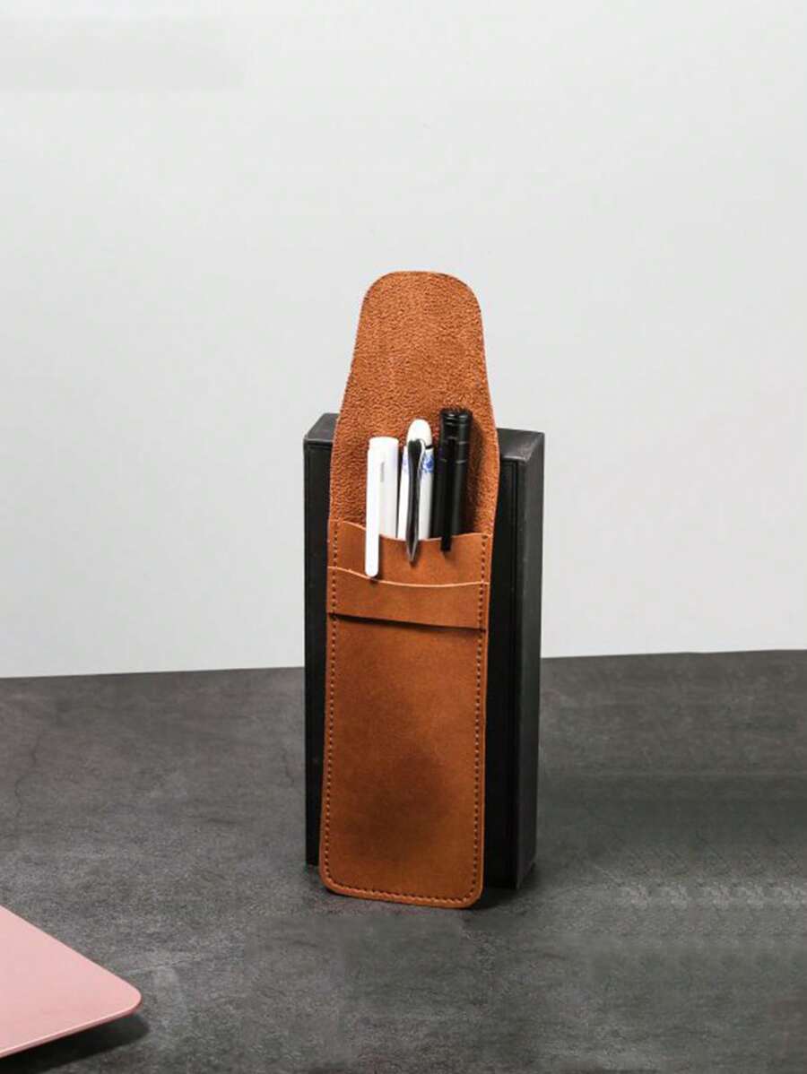 1 pezzo Astuccio portapenne in pelle PU opaca stile retrò, custodia di alta qualità per proteggere le penne, grande capacità, due scomparti, articolo scolastico, forniture scolastiche, astuccio porta matite, borsa per la scuola