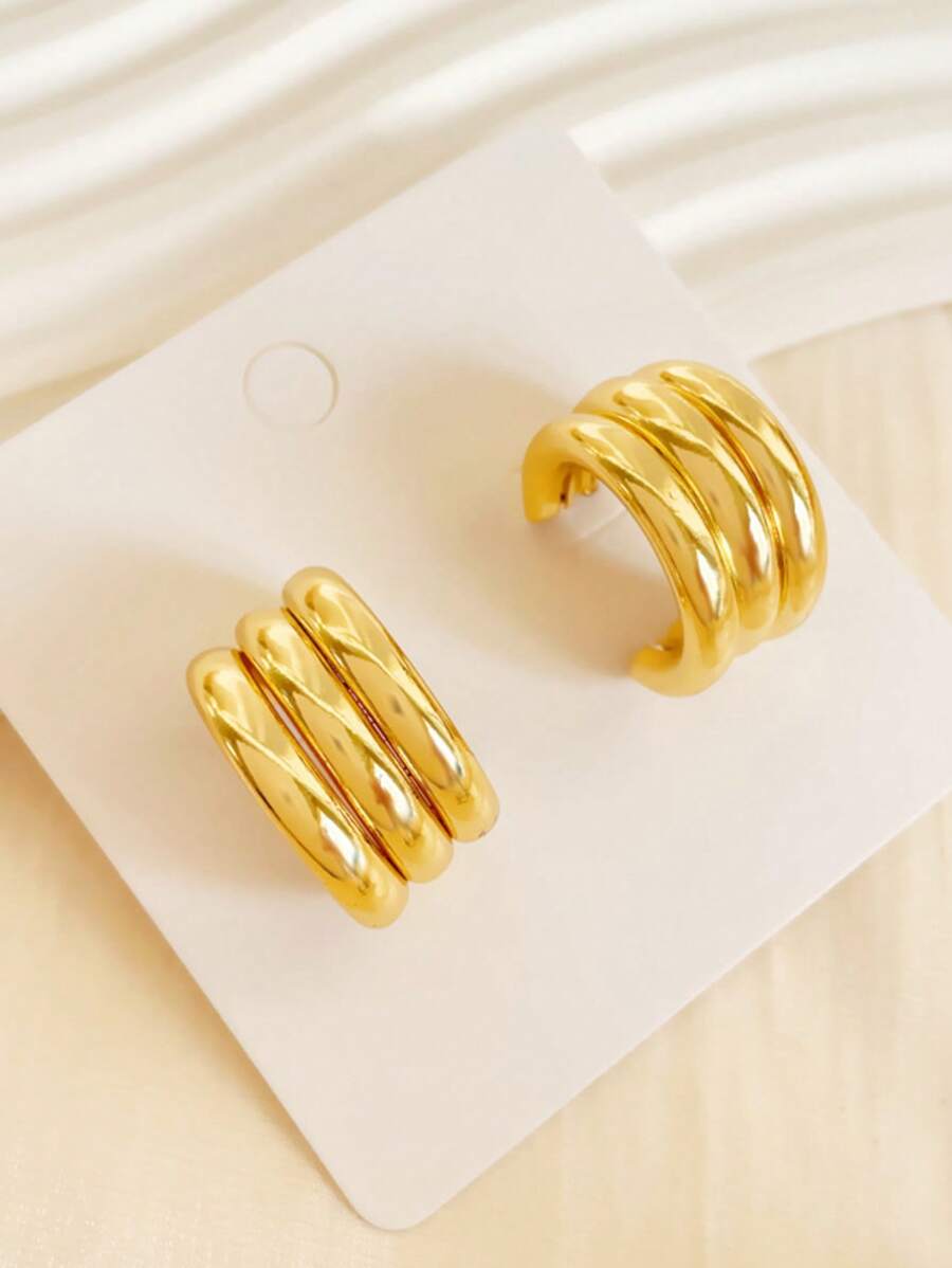 1 Paar mehrschichtige geometrische Kreis Creolen, neue Mode Accessoires für Frauen im Sommer 2025