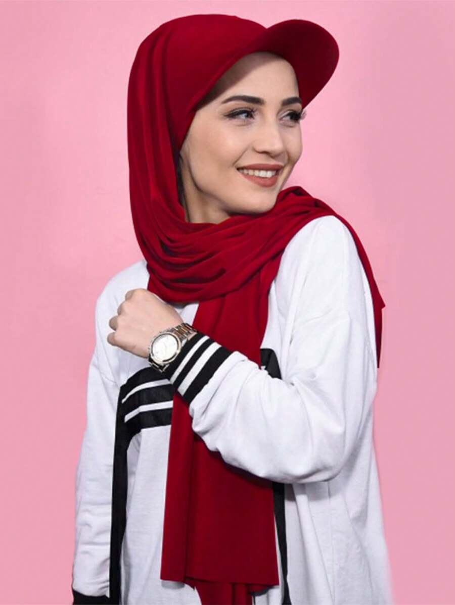 1 Peça Chapéu Lenço Multiuso de Design de Viseira Alta Elástica para Mulheres, Turbante, Faixa de Cabeça, Capa, Tudo em Um, Cores Sólidas Múltiplas Opções