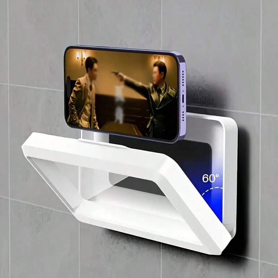 Bathroom Waterproof And Anti Fog Phone Box, No Drilling Wall Mounted Phone Holder, Drama Tracker, Rotatable Kitchen Waterproof Box Back To School