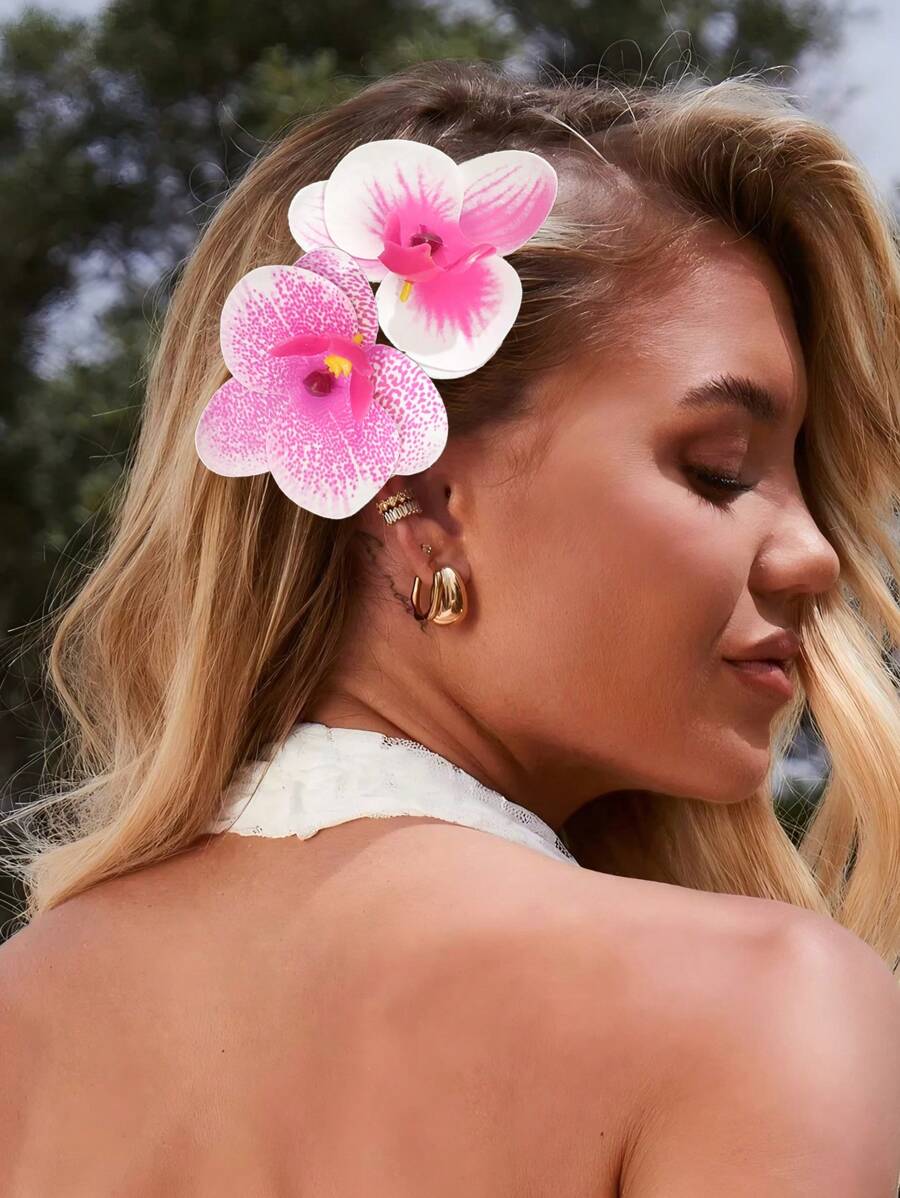8 Stücke/1 Stück modische boho Orchideen Kunstblumen Haarspangen Klauen Haarklammern Haarspangen