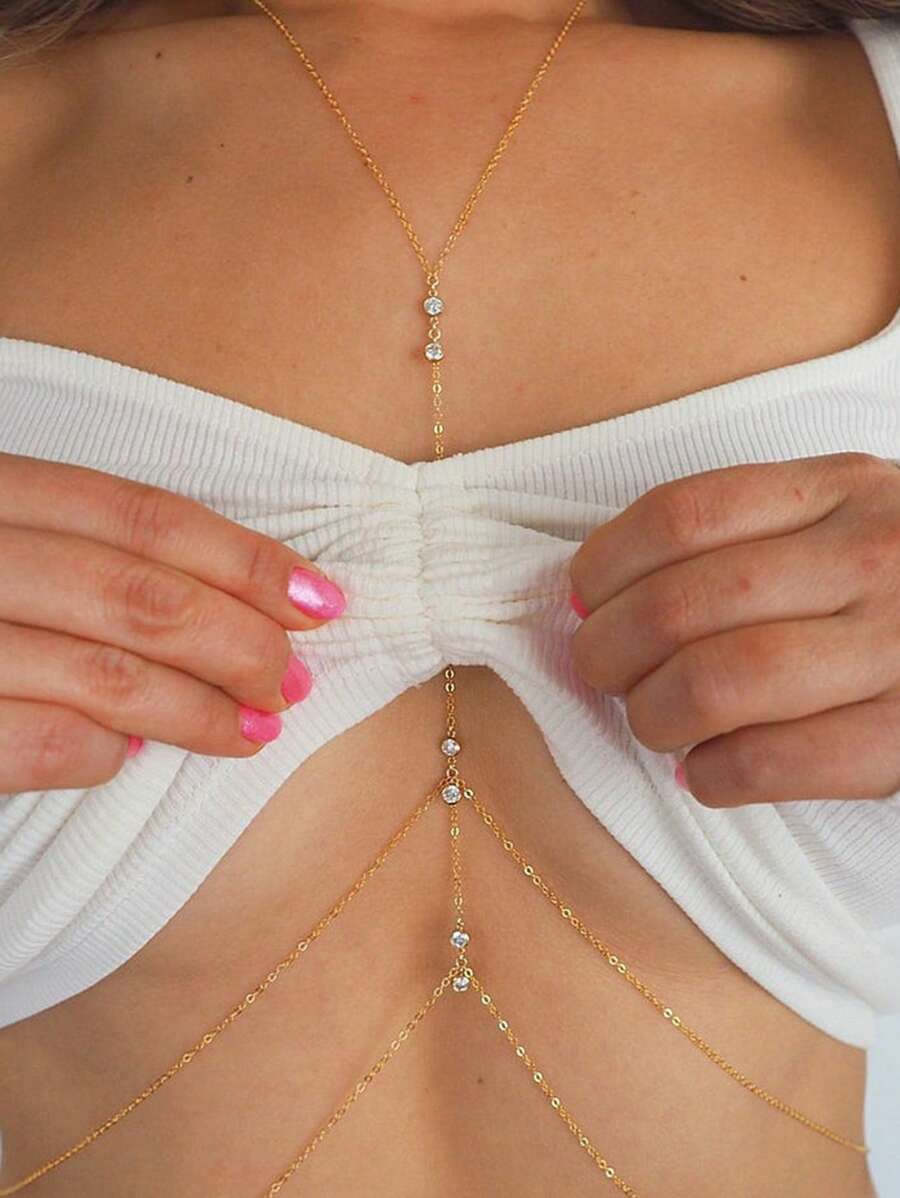 1 pièce Accessoire de maillot de bain Chaîne de corps multicouche sexy avec strass et franges pour femmes, convient pour les fêtes de plage et les spectacles, cadeau élégant pour la petite amie ou les amis