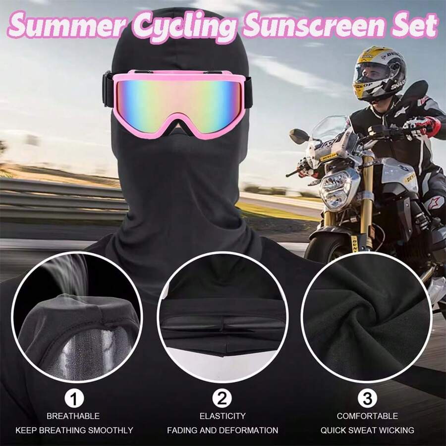 Summer Sun Protection Breathable Package - High Performance PC Lenses And Frames And Ice Silk Masks For Motorcycles, Fishing, Mountain Biking And Outdoor Sports For Men And Women