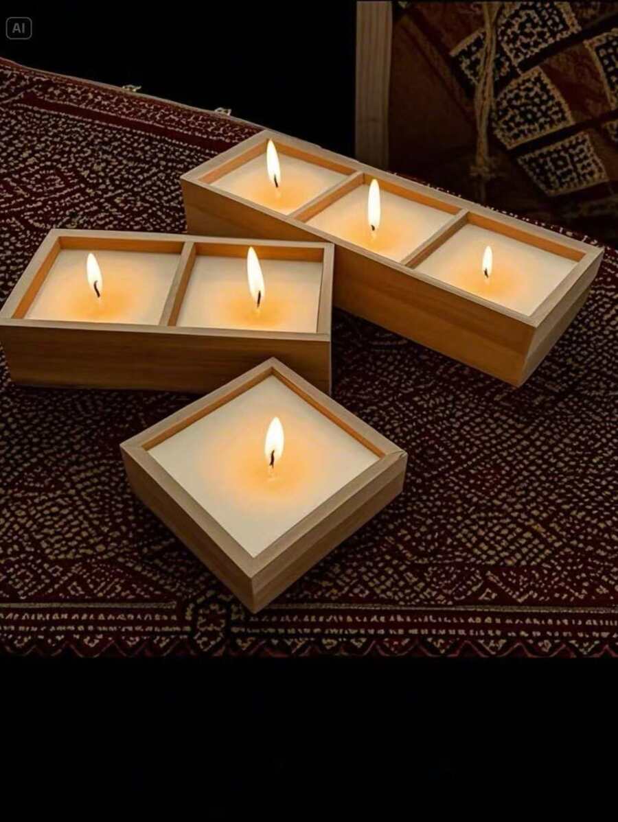 1 Peça Vela Perfumada, Uma Vela Perfumada Única e Fresca, Feita de um Recipiente Retangular Único de Xícaras de Bambu Carbonizado e Feita de Cera de Soja. Muito Adequada para Decoração de Casa, Hotéis e Restaurantes de Alta Categoria.