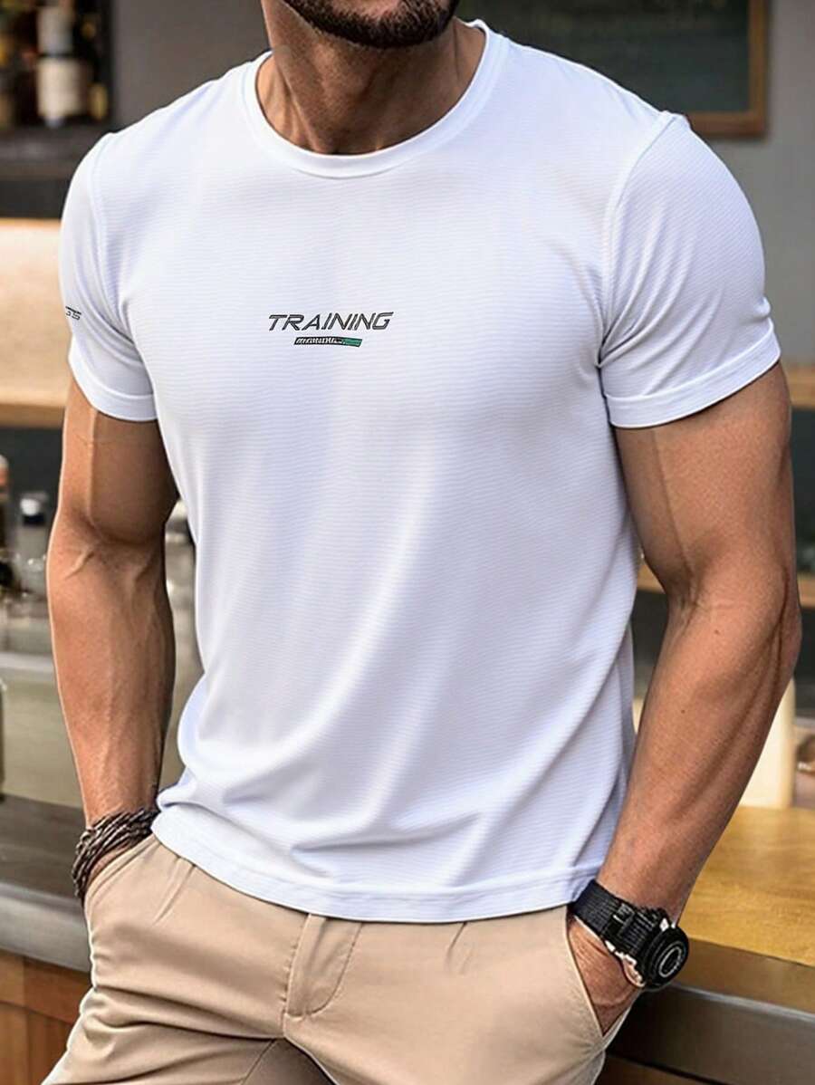 1 Stück Herren Fitnesst-Shirt mit Kurzarm | Leicht und bequem | Kühler, dehnbarer und atmungsaktiver Laufshirt | Sportliches Oberteil für Laufen und Training | Schnelltrocknend, schweißableitend und leicht | Sportbekleidung für Laufen und Fitness