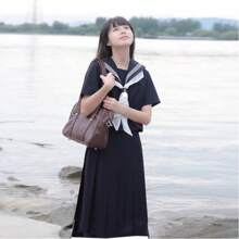 Dark Blue (short-sleeved Long Skirt)