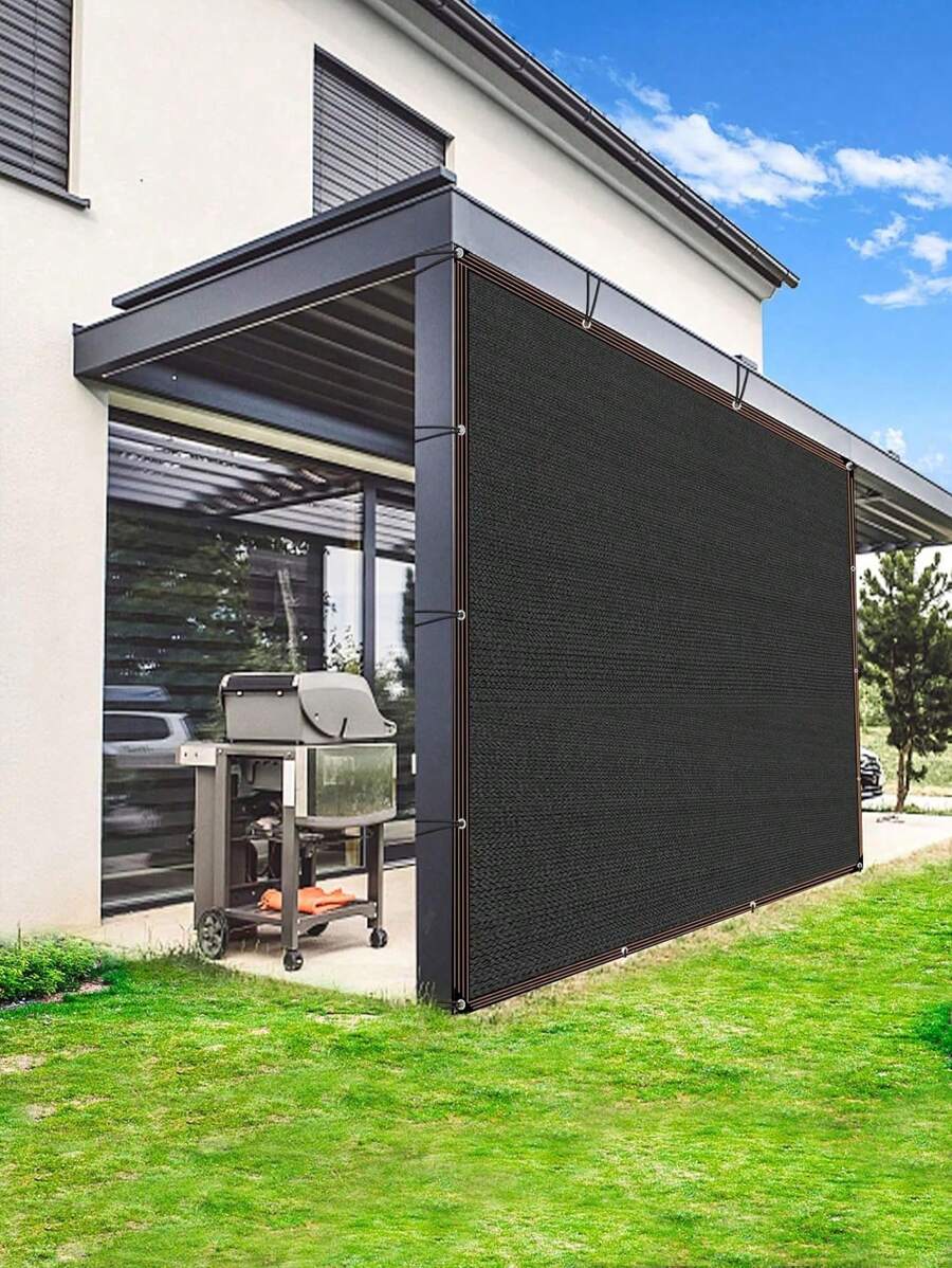 1 pieza Tela de sombrilla negra multiusos, tela de sombrilla negra espesa encriptada, borde aislante de calor perforado, red de sombra para el hogar y el jardín, adecuada para pabellones, invernaderos, jardines, terrazas, toldos