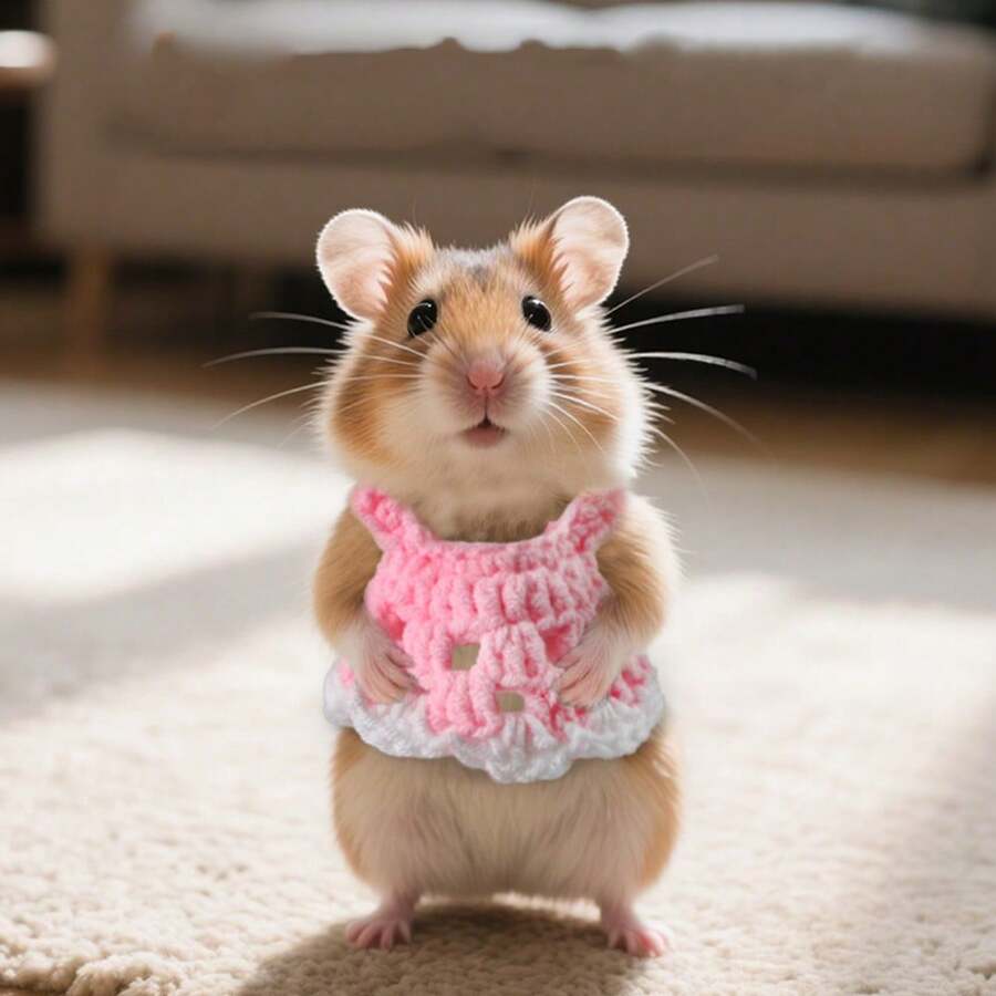 1 pieza Lindo vestido de punto para hámster, ropa suave para animales pequeños, vestido transpirable para fiesta, traje de fotografía al aire libre, accesorios de vestir para cobayas