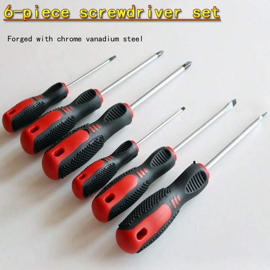 6pcs Screwdriver Set, Flat, Star-Shaped With Magnetic Tips, Hardened Tips Suitable For Home And Worksite