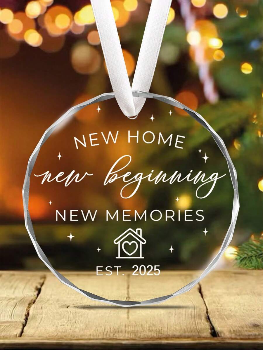 Nova Casa, Novo Começo, Novas Memórias, Novos Presentes de Inauguração da Casa, Enfeite Decorativo de Vidro 2025, Decorações de Natal para Nova Casa, Presentes de Inauguração para Nova Casa, Decoração de Árvore de Natal, Presente de Mudança para Família