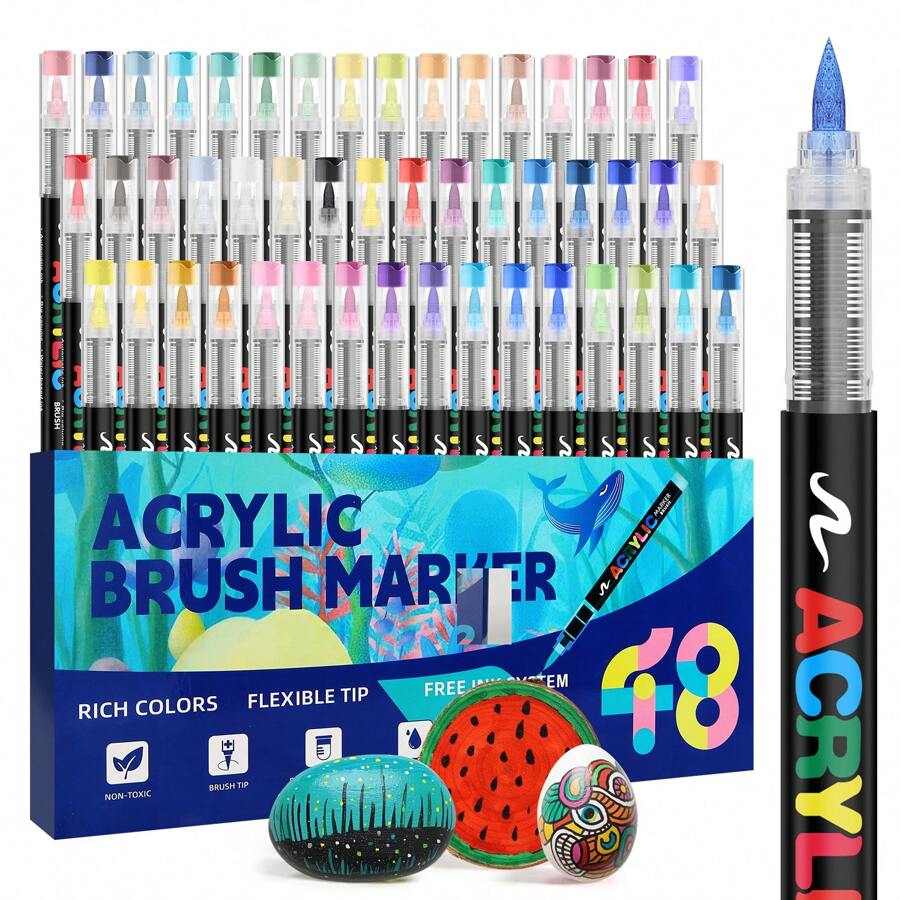 24/36/48/60/72 Farben gerade Flüssig Soft-Spitze Acryl Markerset Studenten nicht auslaufend stapelbar Kunstinteressenten Klasse Malerei Aquarellstifte Graffiti Farbe Soft Stifte