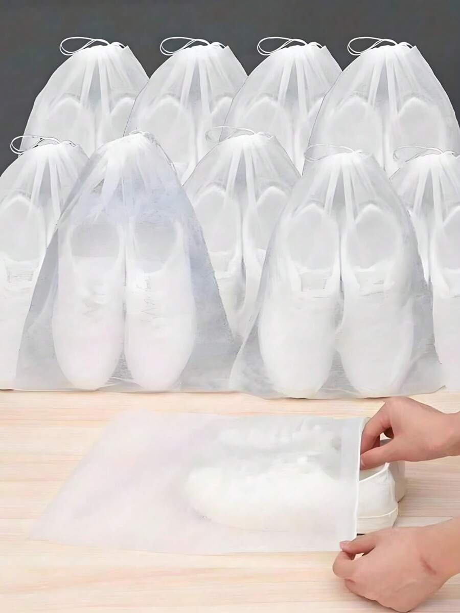 20 pezzi Custodie antipolvere per scarpe, borse per conservazione scarpe in tessuto non tessuto trasparente, borse da viaggio impermeabili multifunzionali per l'organizzazione e la conservazione delle scarpe per uomo e donna, forniture da viaggio e per l'organizzazione domestica