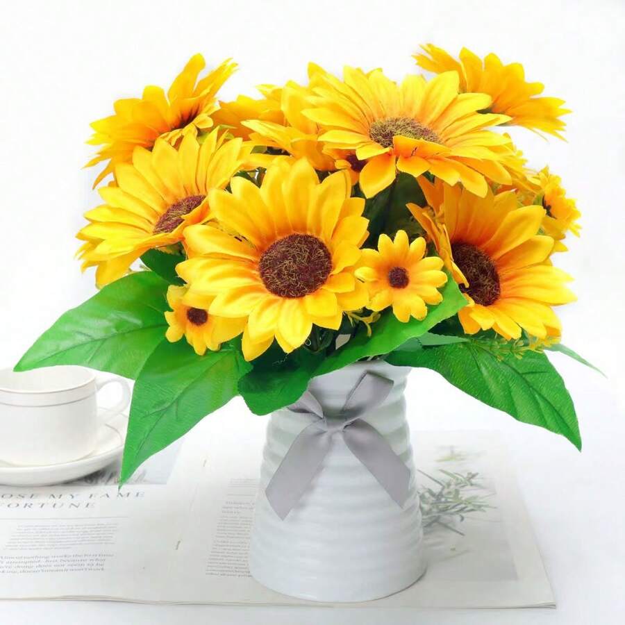 1/2/3 Bündelpackung mit 13 leuchtenden Sonnenblumen, Sonnenblumen, ländlicher Hochzeitsstil Heim-Dekoration, Dekorations-Requisiten, Seidenblumen, kreative kleine Geschenke, Feiertags-Dekoration, Muttertags-, Geburtstags-Geschenke