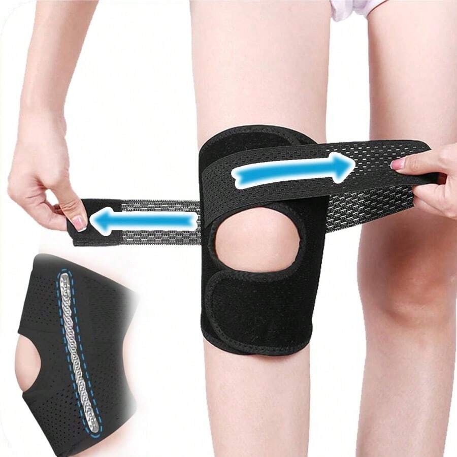 1Pc Elastic Patellar Strap Adjustable Pressure Knee Brace For Both Men And Women Suitable For Outdoor Cycling And Running Fitness Knee Protection Gym Accessories Knee Support Sports Knee Pads Gym Knee Pads