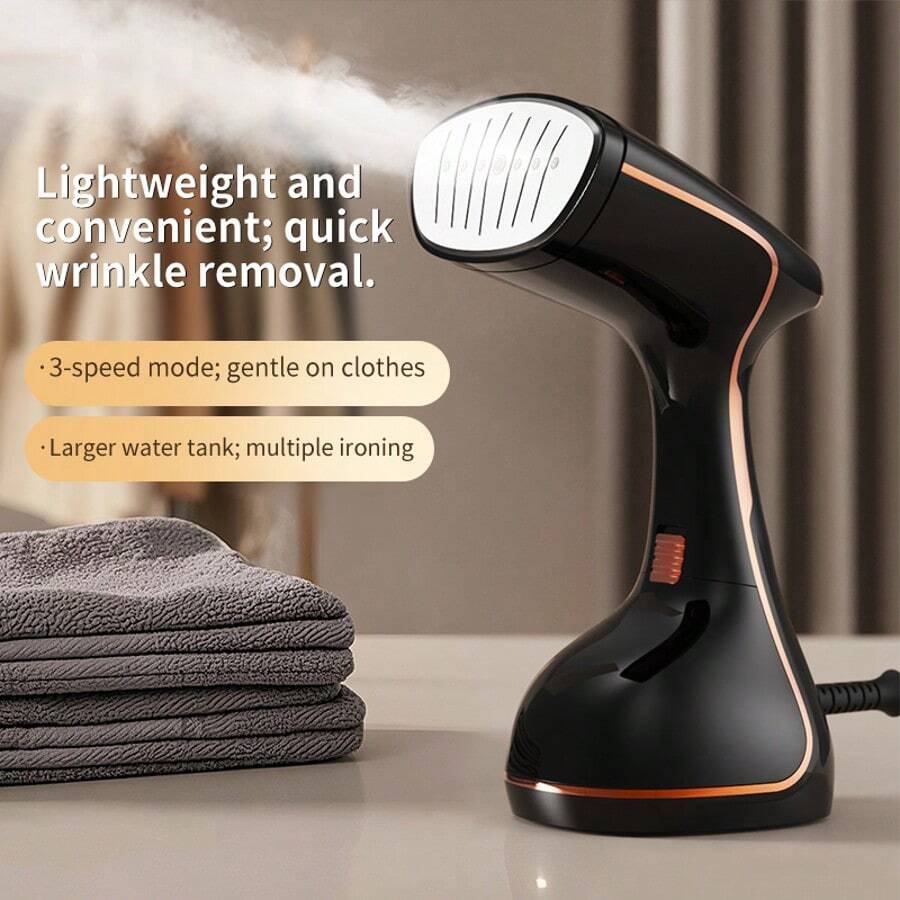 Plancha de vapor, plancha de vapor con tanque de agua grande, desincrustador antiarrugas para uso doméstico, oficina y viaje, negro, blanco