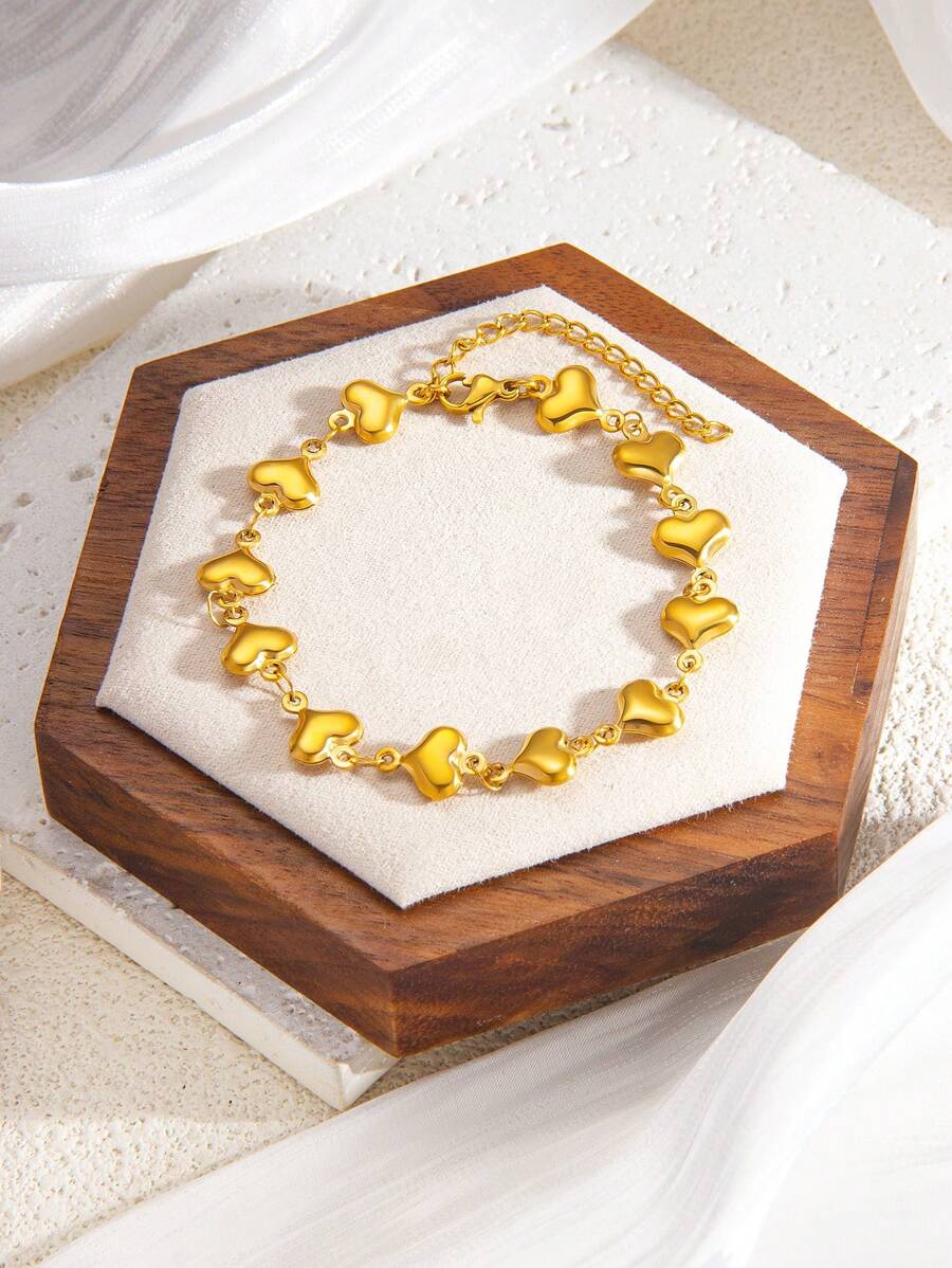 1 Stück vergoldetes Edelstahl Armband mit Cubic Zirkonia, Ballon und Herz Charms, personalisierter Modeschmuck für Männer und Frauen