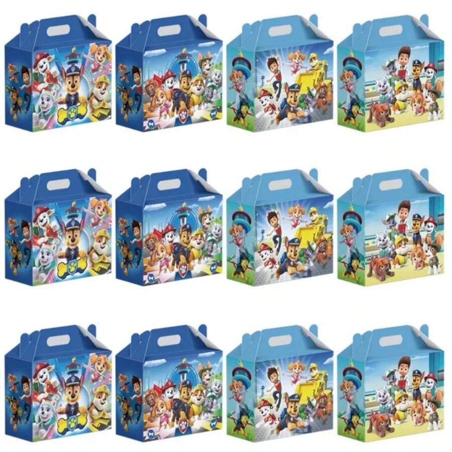 Paw Patrol 12pcs Paw Patrol Candy Box Birthday Gifts Decor Paper Bag Favors Cake Boxes Packaging DIY Box Party Gift Packing Box,Very Suitable For Festivals, Fans, Schools, And Gift Giving, School Supplies,Back To School