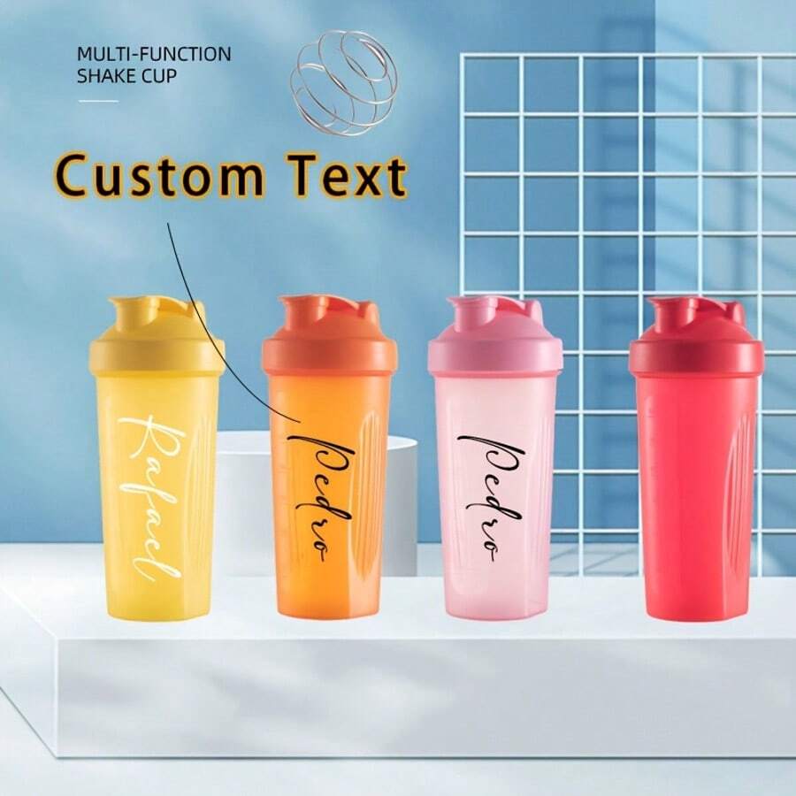 1 Peça Garrafinha Agitadora Personalizada de 600ml, Garrafa de Água Esportiva com Bola de Mistura para Pó de Proteína, Garrafa de Água Esportiva Full Color