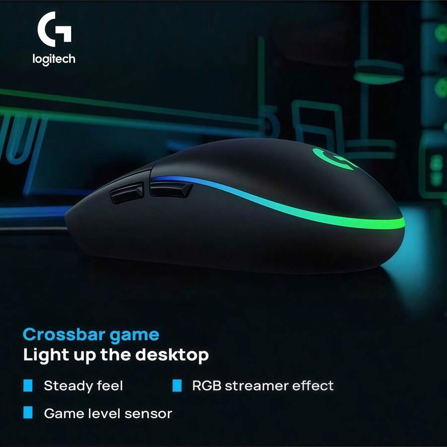 Logitech G102 Wired Gaming Mouse – Mechanical Feel, Lightweight & Portable, RGB Lighting, Classic Design, Comfortable Grip For Small To Medium Hands