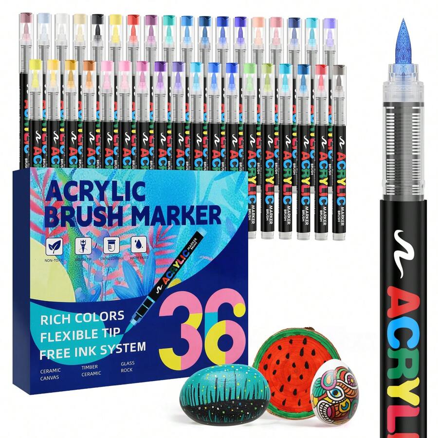24/36/48/60/72 Farben Gerade Flüssig Soft-Spitze Acryl-Marker Set Schüler Nicht-durchlässig Stapelbar Kunst Pinsel Interessenklasse Malerei Aquarellstift Graffiti Farbe Soft Stift Schulanfang