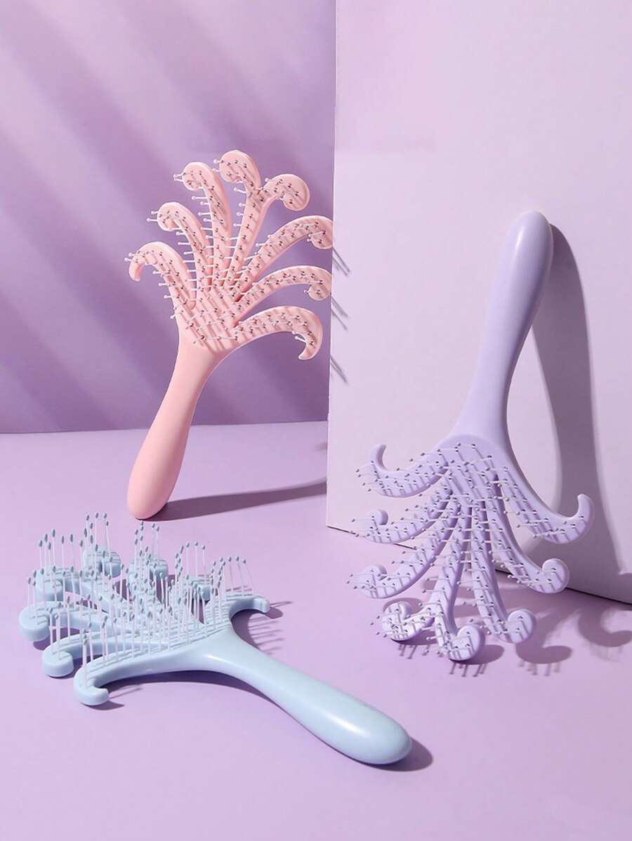 1pc Octopus Shaped Hair Brush, Fluffy Non-Damaging Massage Comb For Wet Or Dry Hair, Portable Home Use, Macaron Colors For Women