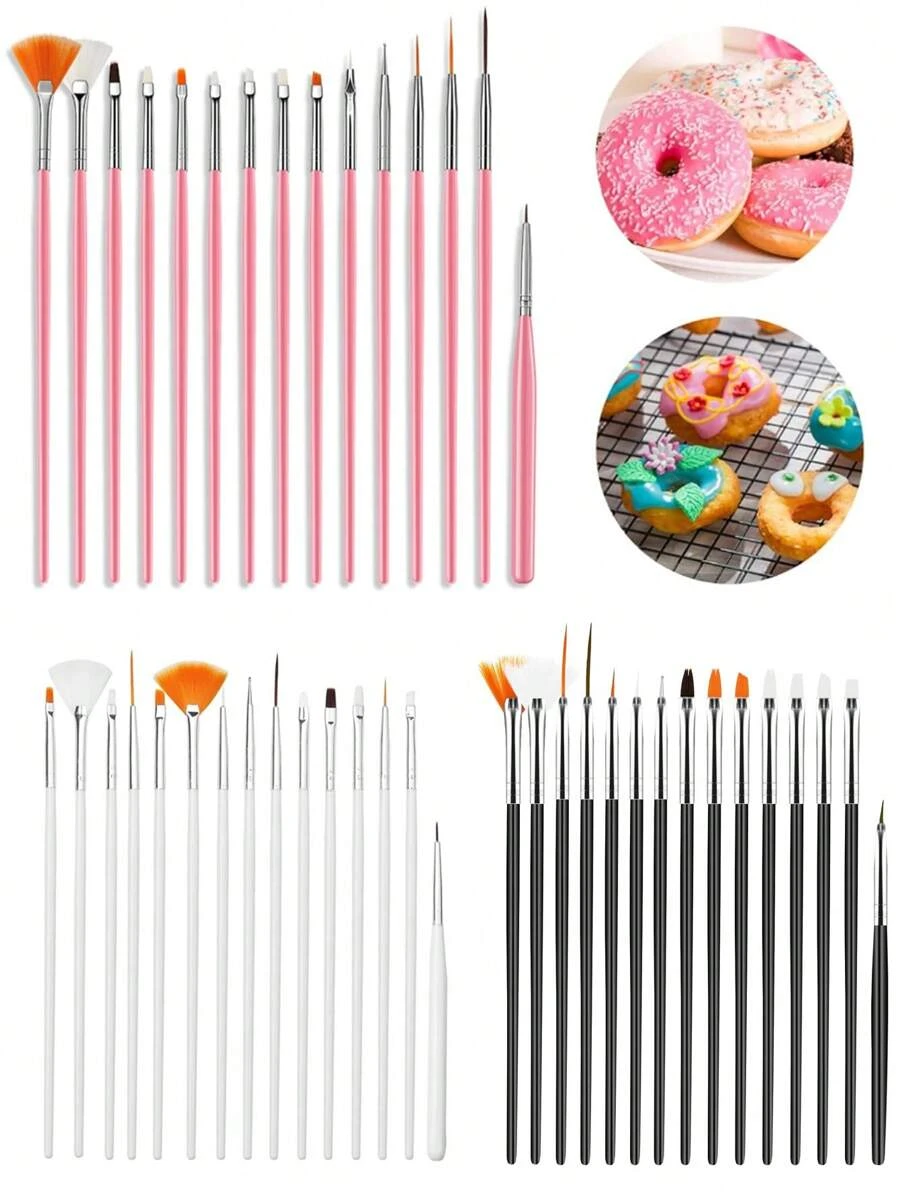 15 sztuk pędzli do malowania ciasta, narzędzia do dekorowania ciasta, zestaw narzędzi do fondantu cukrowego DIY, zestaw pędzli do ciasteczek cukrowych, narzędzia do kwiatów z pasty gumowej, artykuły do dekoracji ciast piekarniczych