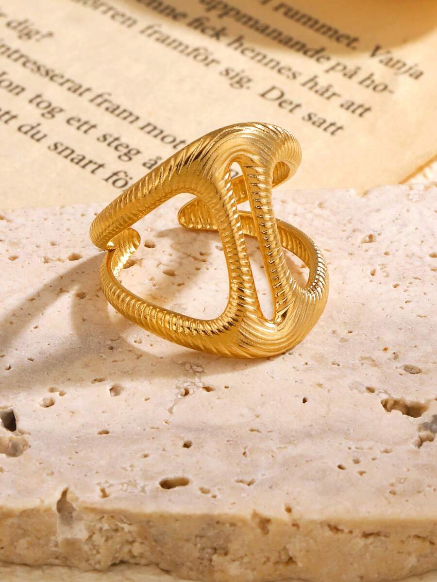 1pc Asymmetrical Shaped Futuristic Space Thriller Stainless Steel Creative Design Casual Ring, Fashionable Accessory For Women To Wear Everyday, High-End Summer Accessory