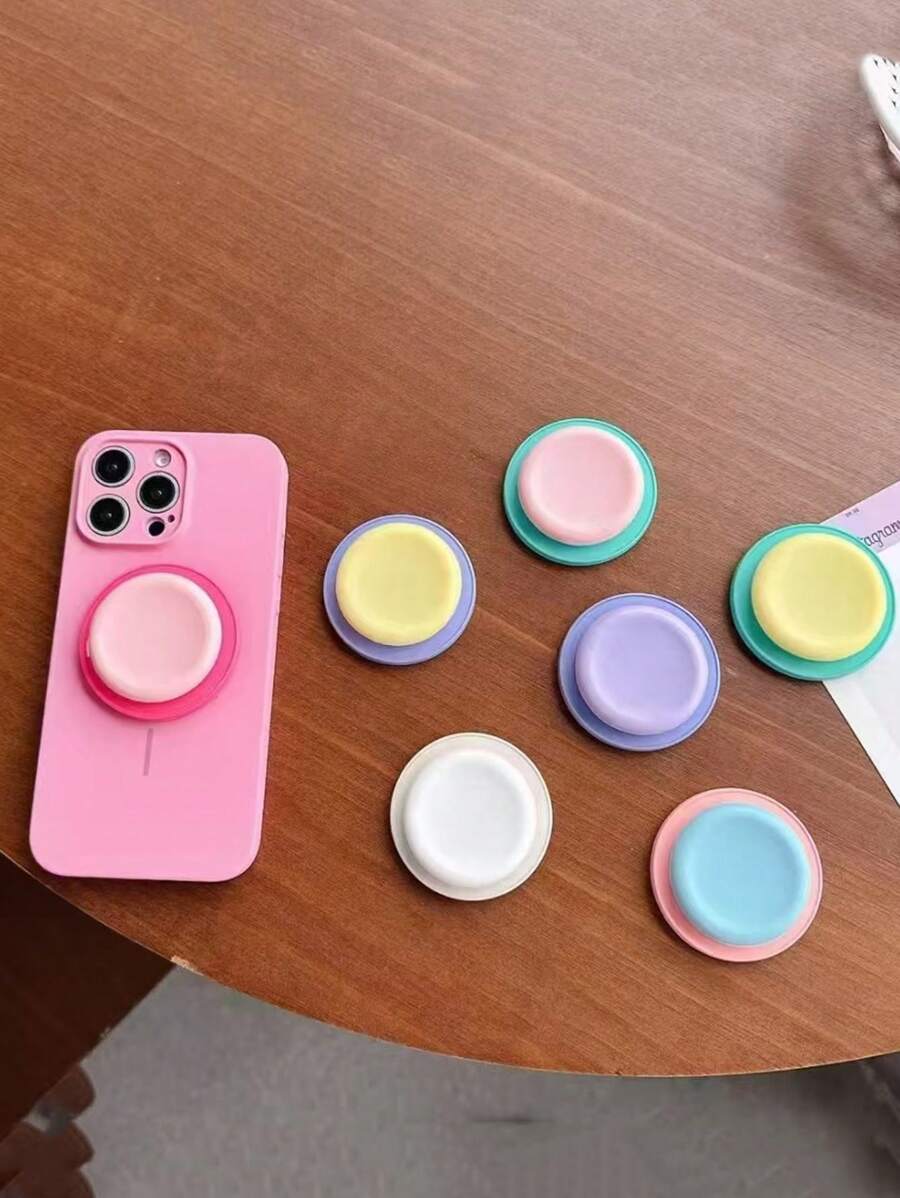 1pc New Solid Color Matte Circular Silicone MagSafe Magnetic Holder With Super Strong Adsorption, Suitable For Women Compatible With IPhone, Android Phone, Gift For Birthday, Family, Friends Push-Pull Phone Grip, Phone Holder, Phone Accessories