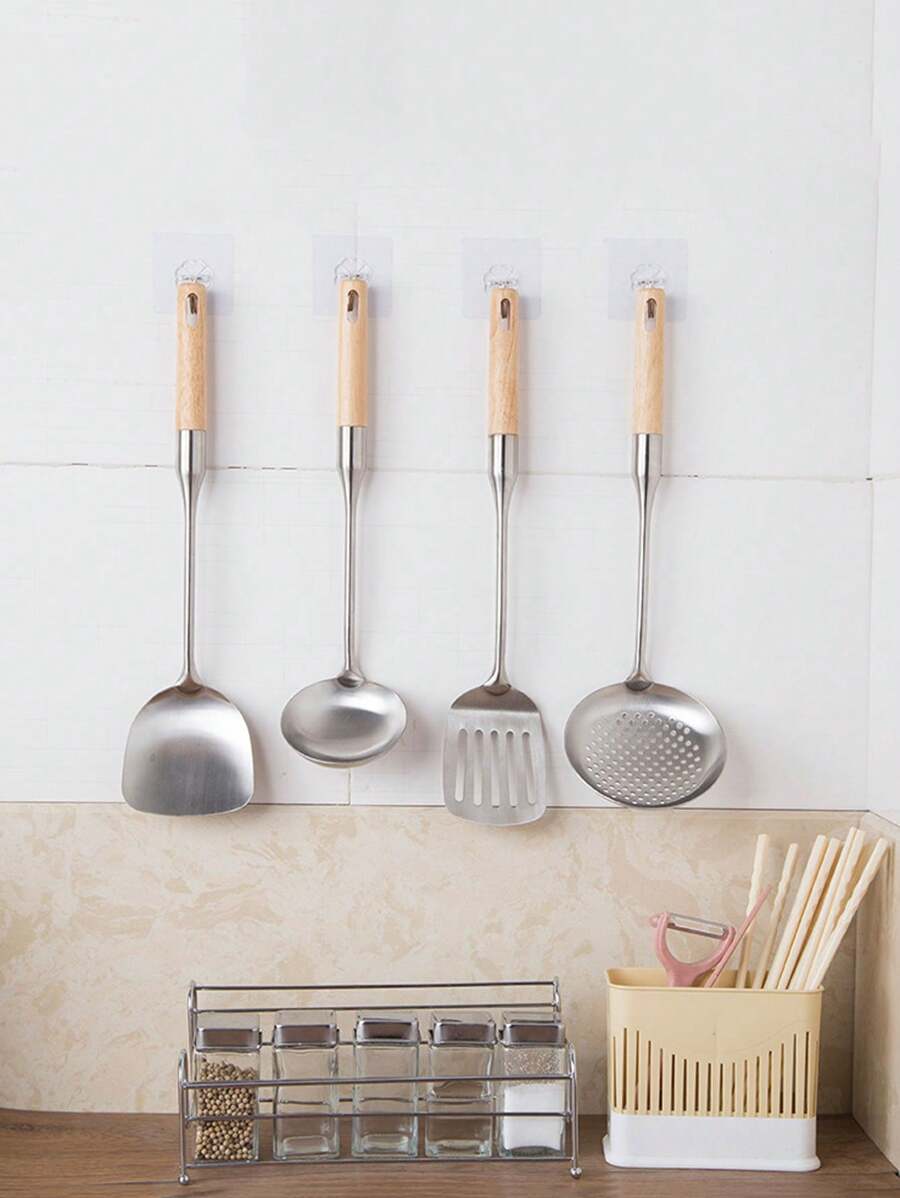 20pcs Seamless Adhesive Hooks, Transparent Glue Wall Hooks, Heavy Duty For Bathroom, Kitchen