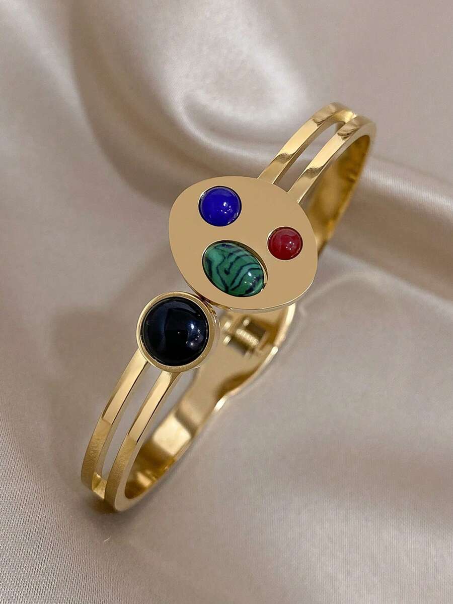 1 Pc Dot Cute Cuff Bracelets For Women Stackable Stainless Steel Bracelet Daily Party Jewelry Gifts Summer Christmas
