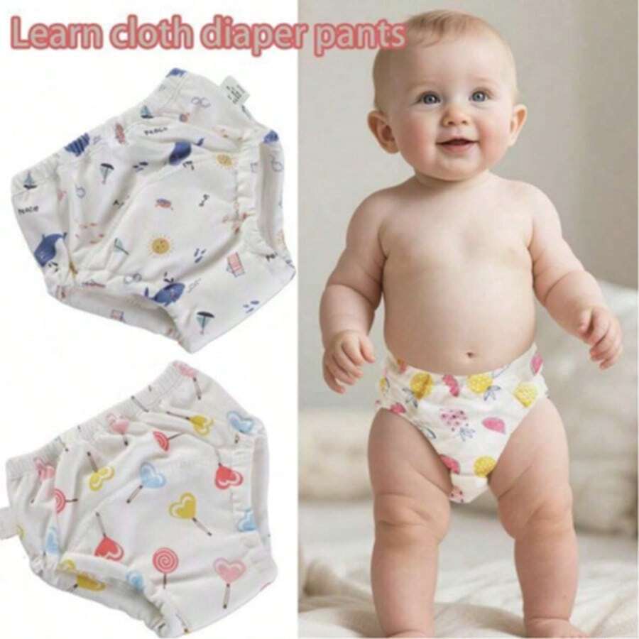 3 pièces Couches en tissu souples et mignonnes avec imprimé de fruits, réutilisables et lavables, culottes d'apprentissage pour bébé, convient aux nourrissons et bambins de 9 mois à 3 ans, pour filles et garçons en cours de propreté
