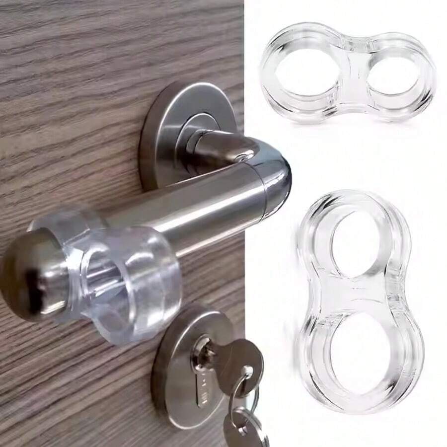6pcs Kids Transparent Single Hole Anti-Collision Door Stopper, Silicone Baby Anti-Pinch Hand Door Handle Cover For Bedroom, Living Room, Bathroom