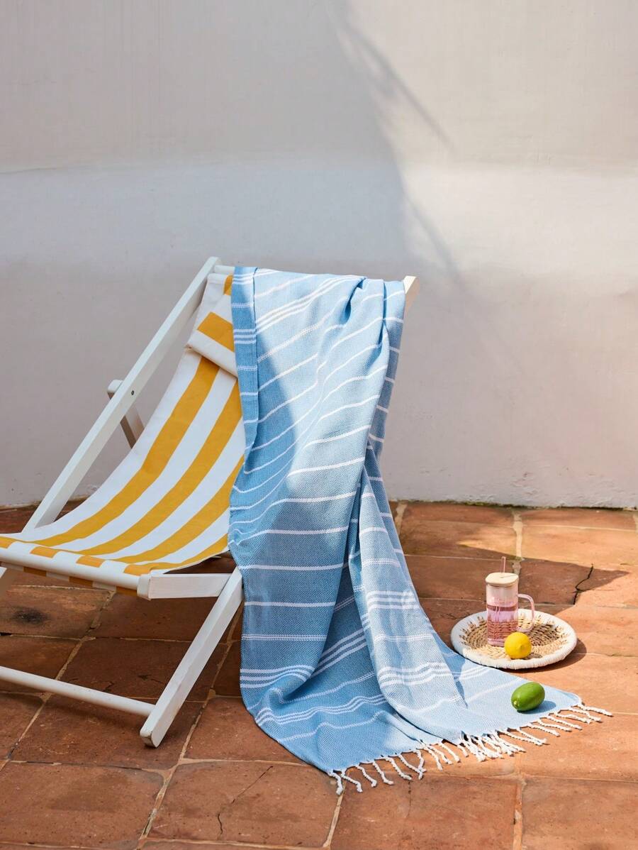 Cirelle 1 Stück klassische Serie, nicht schrumpfende Strandtuch mit Fransen, 90*180CM (35.5*71 Zoll), sandabweisend, schnelltrocknend, leicht, geeignet für Spa, Reisen, gestreiftes Design Sporttuch Sommer Reise, Urlaub Strandurlaubs-Grundlagen