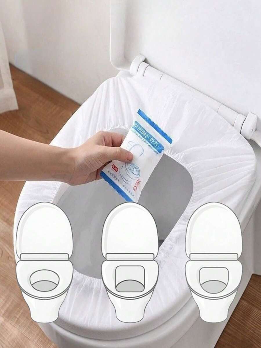 10/50 pièces Couvre-siège de toilette jetables imperméables et épaissis, emballés individuellement. Coussin de siège de toilette jetable pour voyage, hôtel, femmes enceintes. Couvre-siège de toilette universel pour toute saison (modèles neufs et anciens expédiés de manière aléatoire)