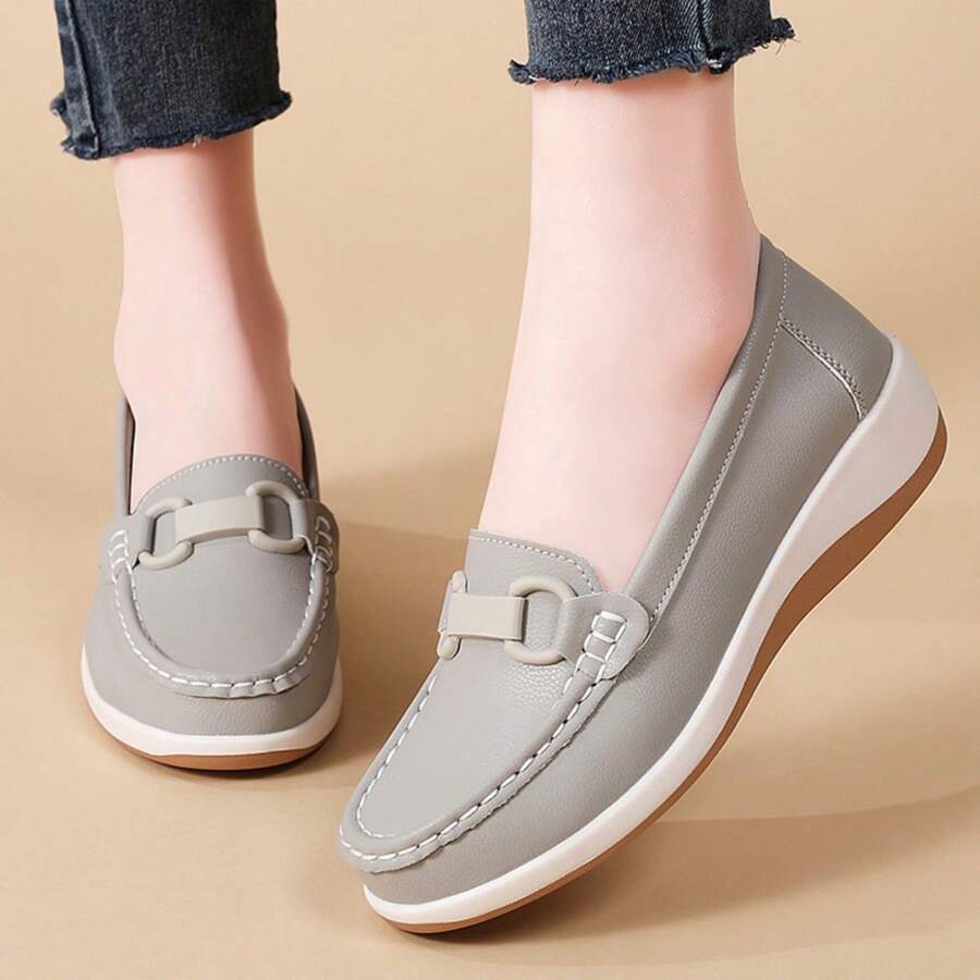 Women'S Casual Height-Increasing Wedge Loafers - Lightweight, Versatile Slip-On Shoes With TPR Sole, Synthetic Upper & Insole, Lace-Up Design, Black, All-Season Comfort, Casual Footwear | Casual Style | Durable Footwear