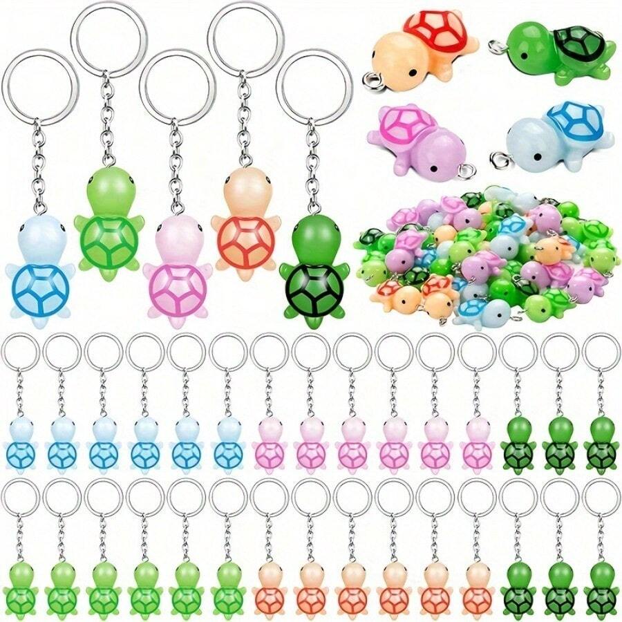 Llavero de tortuga mini multicolor, regalos para fiestas a granel, figura de resina de tortuga pequeña, encanto de bolso, estatua de tortuga decorativa, premios para estudiantes en el aula, suministros de fiesta de cumpleaños para niños y niñas, mochila escolar con diseño de dibujos animados